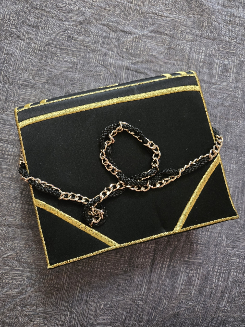 Ivana Trump Vintage Satin Mini Box Handbag with Gold Accents